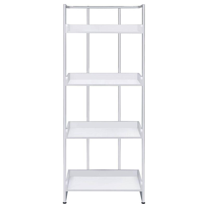 67.5" Ember 4 Shelf Bookcase White High Gloss - Coaster: Laminated, Modern Style, Includes Anti-Tip Hardware