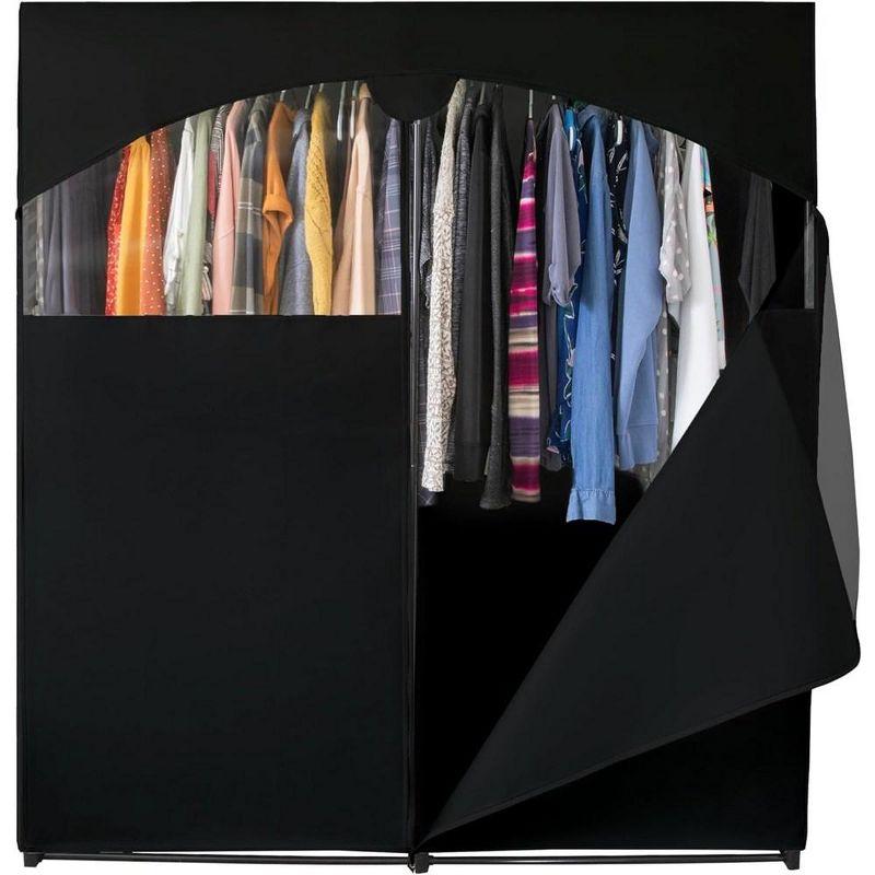 Hold N' Storage - Portable Wardrobe Closet with Metal Hanging Rod - Black