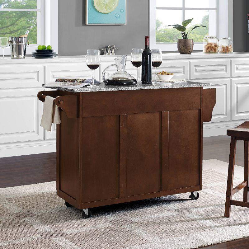 Eleanor Mahogany Granite Top Rectangular Kitchen Cart with Storage