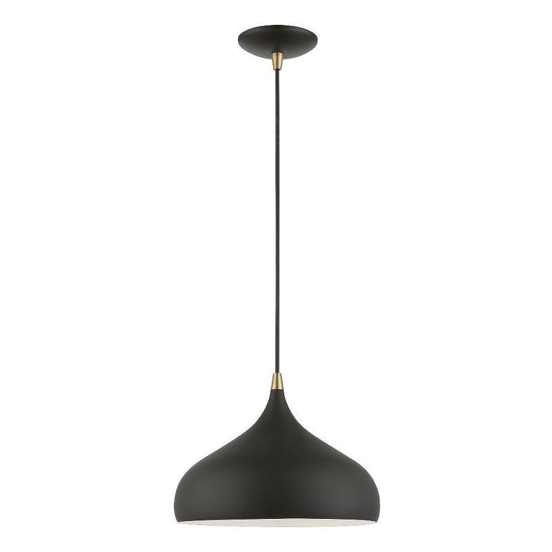 Livex Lighting Amador 1 - Light Pendant in  Textured Black/Antique Brass