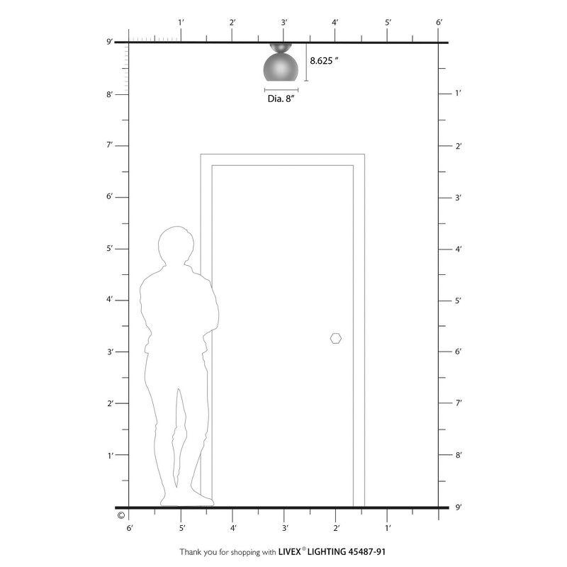 Livex Lighting Stockton 1 - Light Semi-Flush Mount in  Brushed Nickel/Polished Chrome