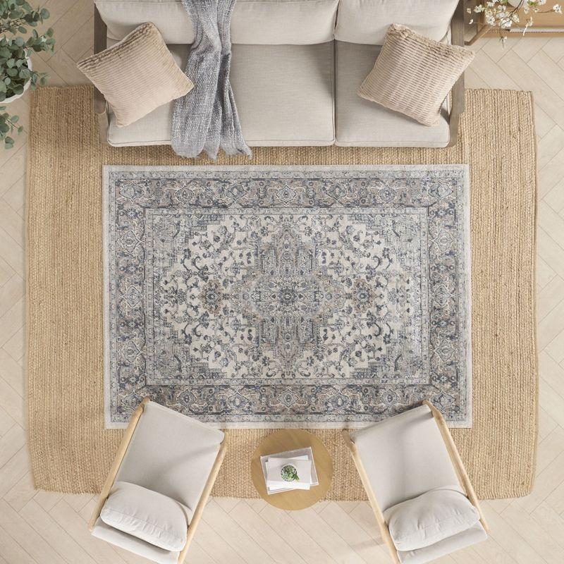 Nourison Concerto Center Medallion Indoor Rug Ivory/Grey 6' x 9'