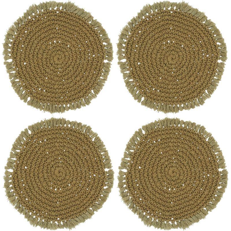 Saro Lifestyle Saro Lifestyle Macrame Placemats with Plain Design (Set of 4), Beige