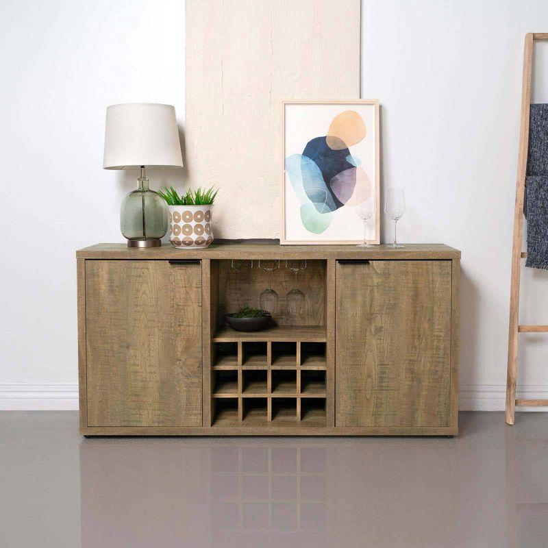 Rustic Brown Mango Wood Sideboard with Wine Storage