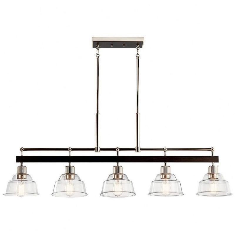 Eastmont Vintage Industrial 5-Light Linear Chandelier in Polished Nickel