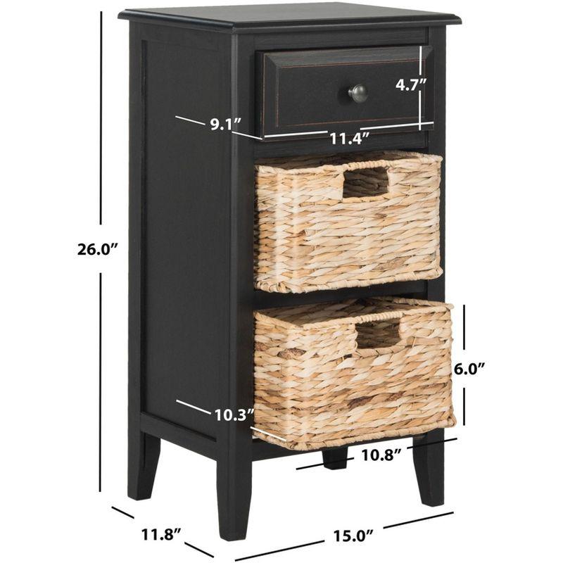 Everly Drawer Side Table - AMH5743A - Distressed Black - Safavieh Couture