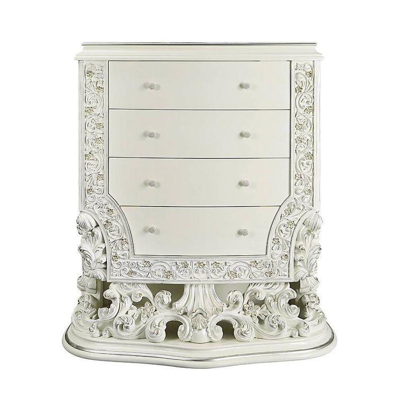 Adara 52" Antique White Floral-Embellished Storage Chest