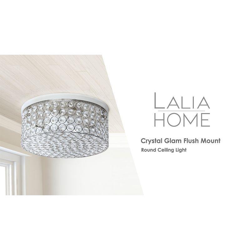 Elegant Crystal and Bronze 12" Flush Mount Ceiling Fixture