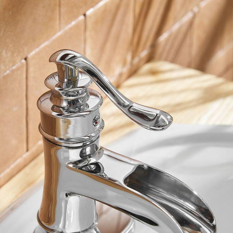 BWE Waterfall Single Hole Single-Handle Low-Arc Bathroom Faucet With Pop-up Drain Assembly