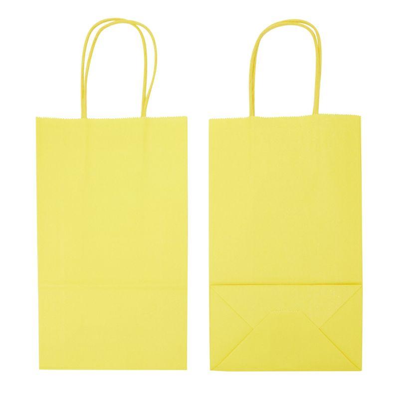 Blue Panda 25 Pack Small Paper Gift Bags with Handles for Party Favors, Bulk Shopping Merchandise Bags, Yellow