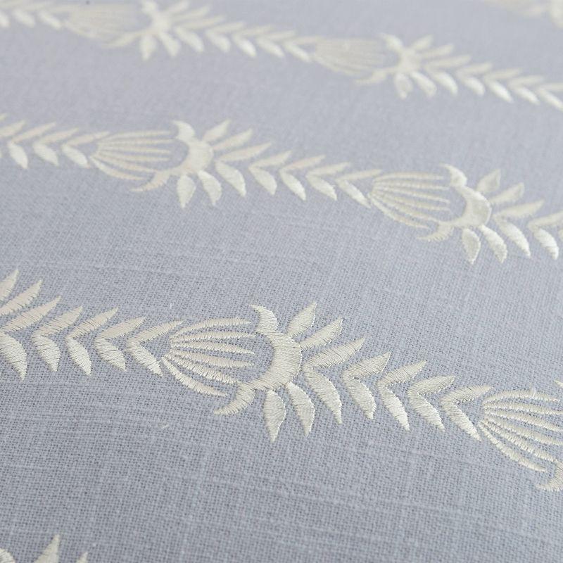 20"x20" Oversize Botanical Striped Square Throw Pillow Cover Light Blue - Rizzy Home: Cotton Canvas, Hidden Zipper, Pet Friendly