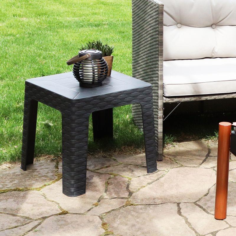 Sunnydaze 18" Square Polypropylene Outdoor Patio Side Table - Gray