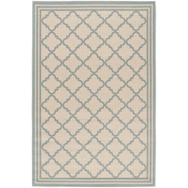 Beach House BHS121 Power Loomed Indoor/Outdoor Accent Rug - Cream/Aqua - 3'x5' - Safavieh