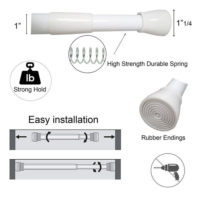 Evideco French Home Goods Extendable Tension Shower Curtain Rod, Available in 4 Colors and 2 Sizes