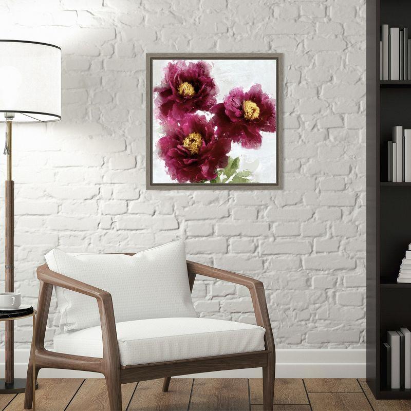 Amanti Art Burgundy Bloom I by Jesse Stevens Canvas Wall Art Print Framed 16 x 16-in.