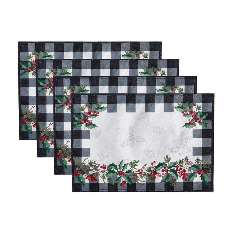 Holly Farmhouse Charm Holiday Fabric Placemats, Set of 4 - Multicolor - 13x19