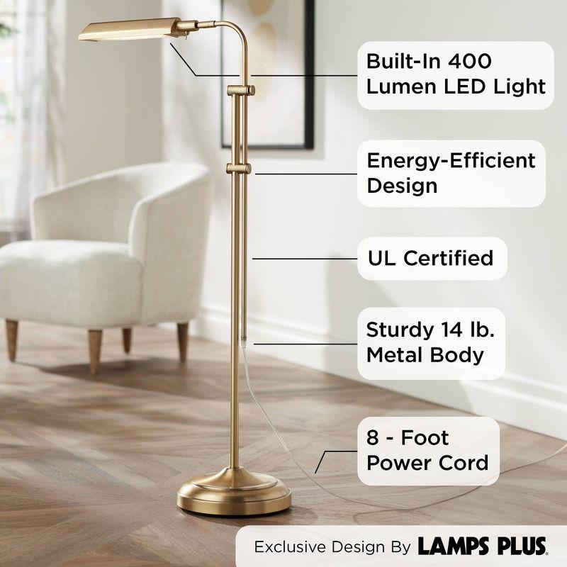 360 Lighting Culver Traditional Pharmacy Floor Lamp Standing 57" Tall Plated Aged Brass LED Adjustable Metal Shade for Living Room Reading Bedroo