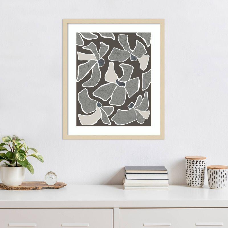 Grey Flower Blooms II Abstract Framed Wall Art Print