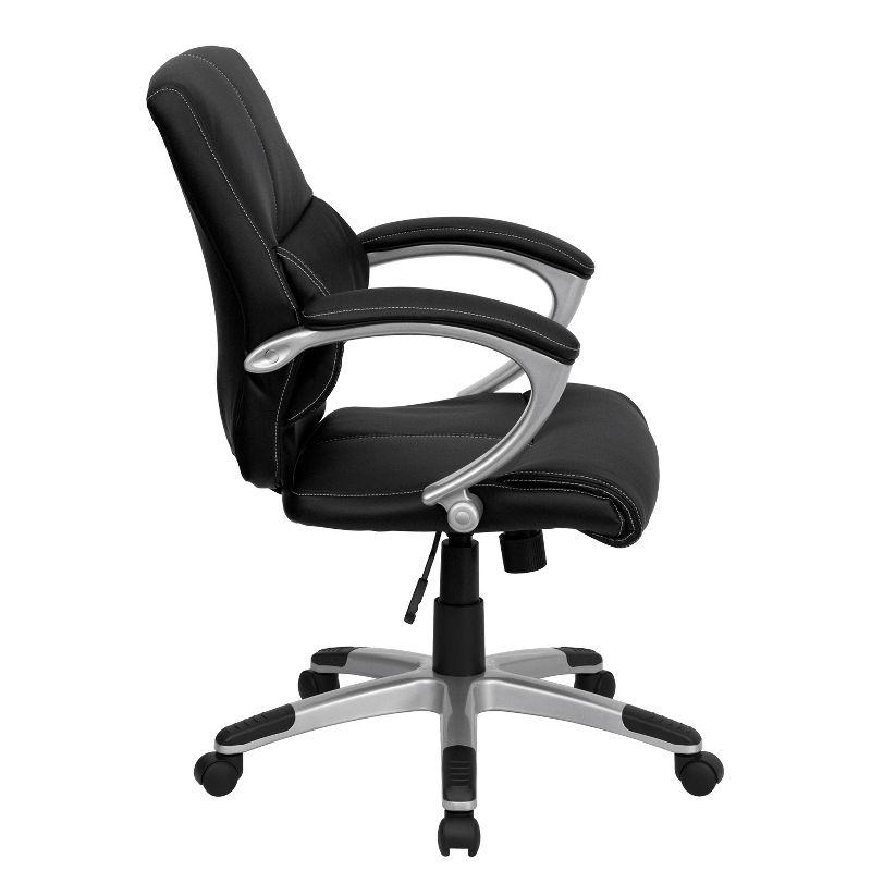 Flash Furniture Bodie Mid-Back Black LeatherSoft Contemporary Swivel Manager's Office Chair with Arms