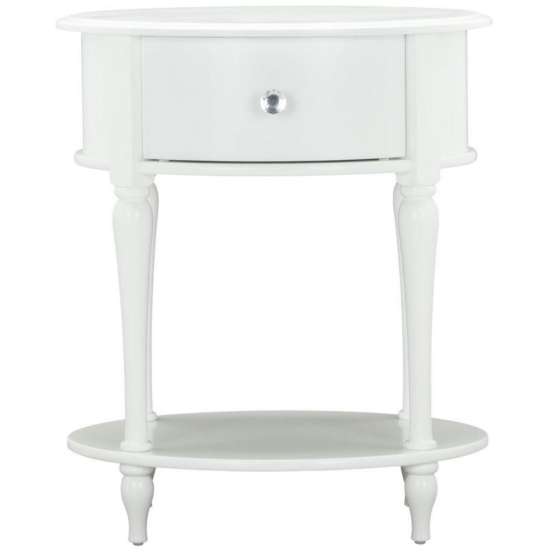 Rowan Valley Laren Oval White Nightstand with Decorative Wood Legs