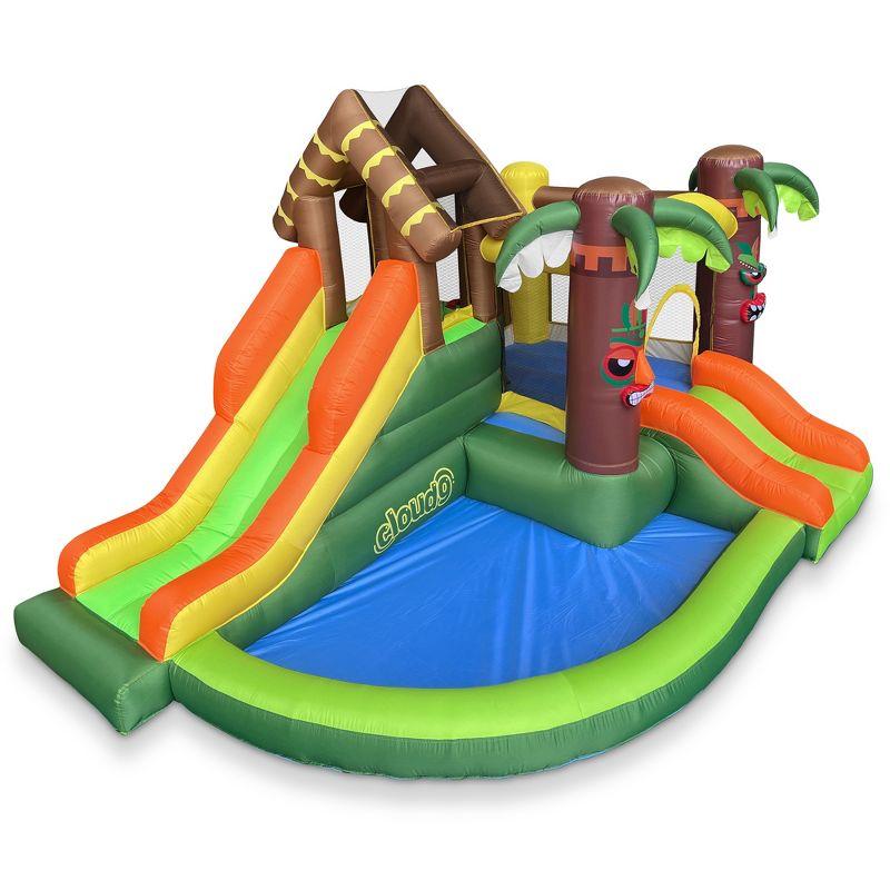 Cloud 9 Bounce House, Jungle Theme, with Blower - Inflatable Bouncer with Two Slides, Jumping Area, and Ball Pit