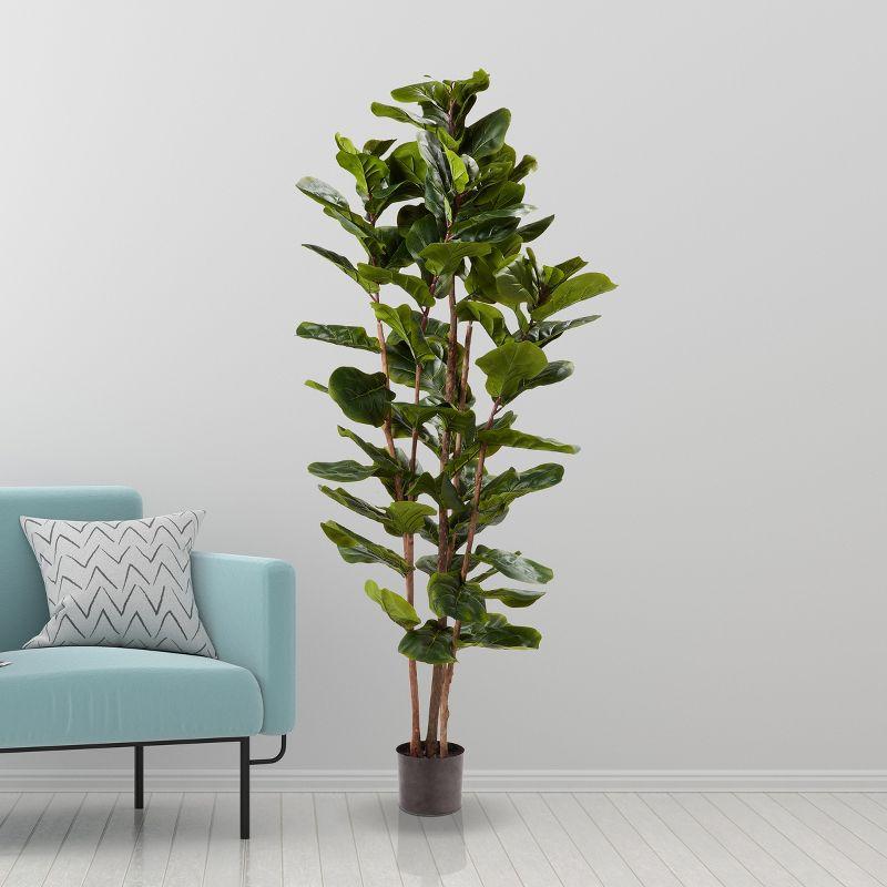 72-Inch Green Plastic Fiddle Leaf Fig Tree in Pot