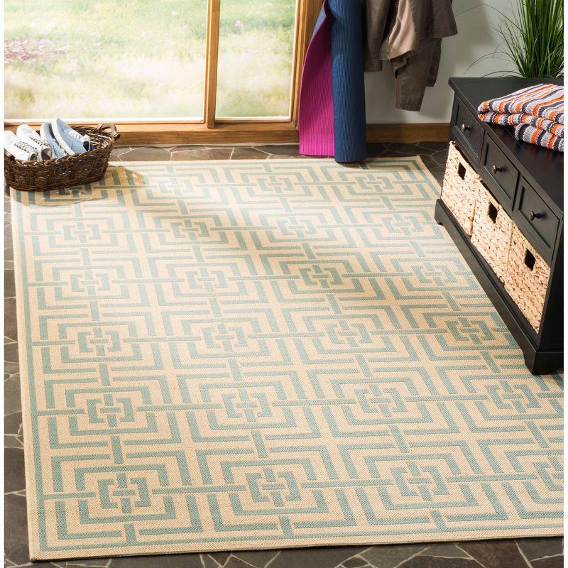 Aqua Splash Cream Geometric 5'1" x 7'6" Synthetic Area Rug