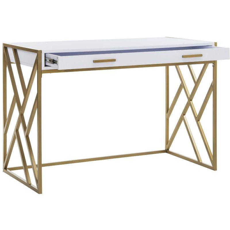 Elaine 1 Drawer Desk - DSK2201 - White/Gold - Safavieh