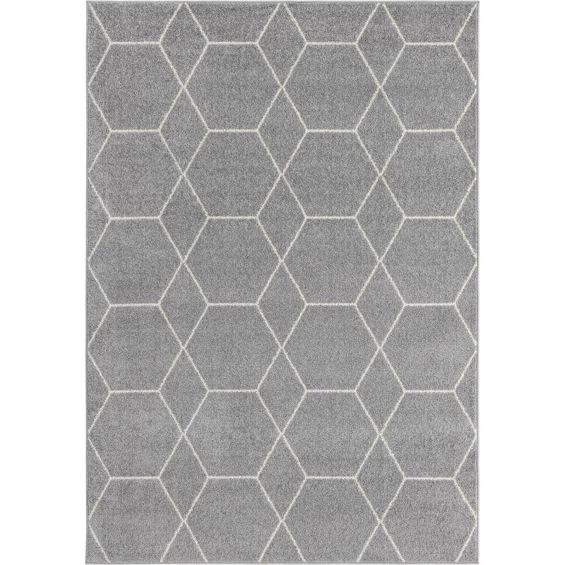 Unique Loom 7' 0 x 10' 0 Trellis Frieze Geometric Light Gray Area Rug