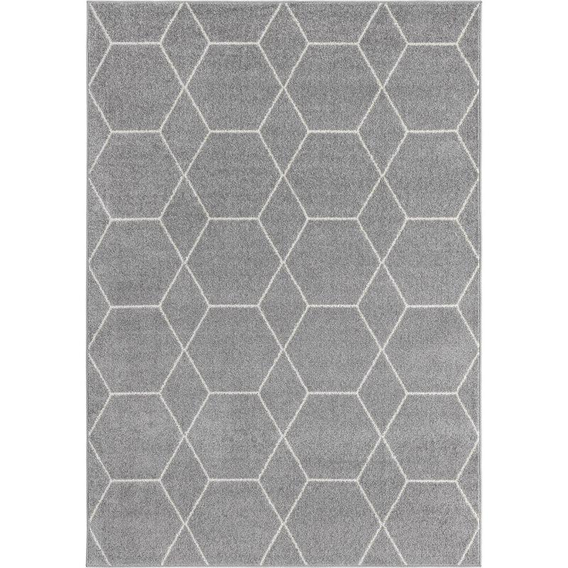 Lattice Frieze Light Gray/Ivory Trellis 7'x10' Synthetic Rug