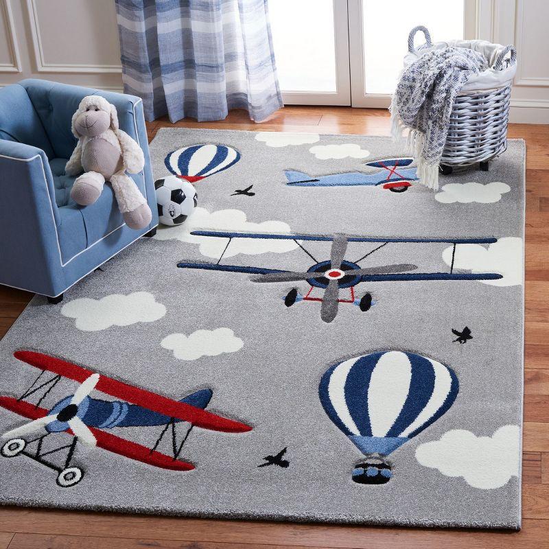 Carousel Kids  CRK137 Loomed Indoor Area Rug - Light Grey/Red - 4'x6' - Safavieh