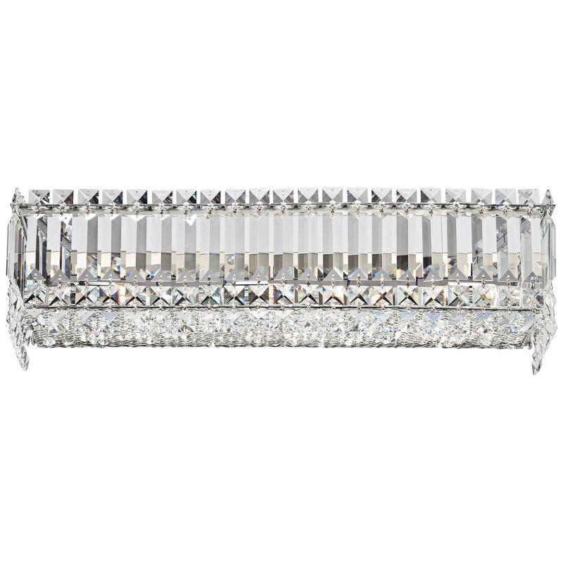 Possini Euro Design Crystal Columns Modern Wall Light Chrome 23" Light Bar Fixture for Bedroom Bathroom Vanity Reading Living Room Hallway House Home