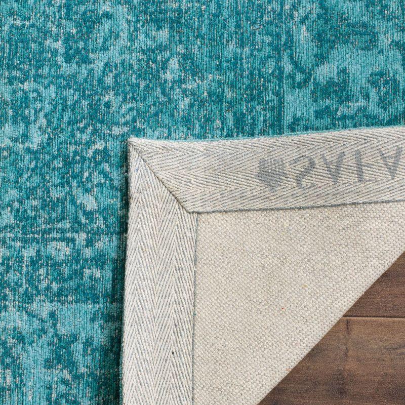 Aqua Rectangular Flat Woven Cotton Viscose Area Rug