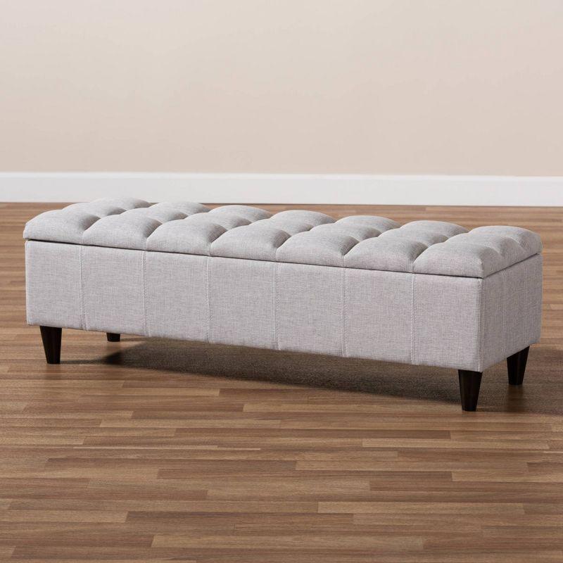 Brette Finished Wood Storage Bench Ottoman Grayish Beige - Baxton Studio: Mid-Century Modern, Bedroom & Entryway