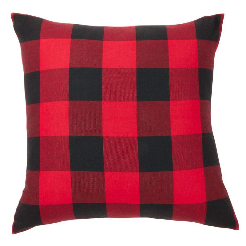 Saro Lifestyle Buffalo Plaid  Decorative Pillow Cover, Red, 28" x 28"