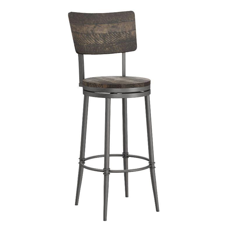 Rustic Farmhouse 26'' Gray Wood and Metal Swivel Barstool