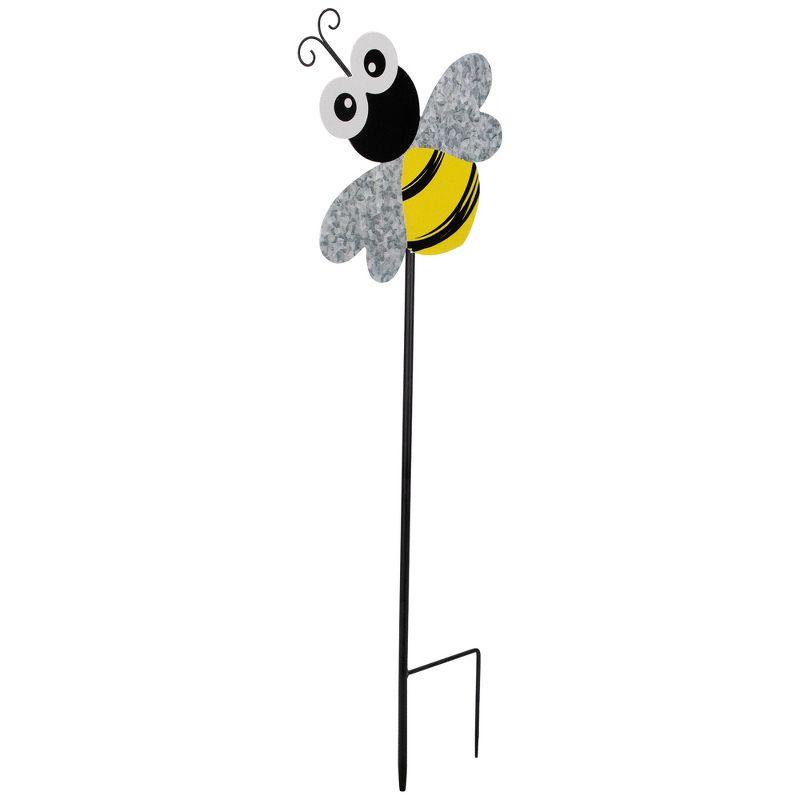 Northlight Bee Metal Outdoor Garden Stake - 23" - Black and Yellow