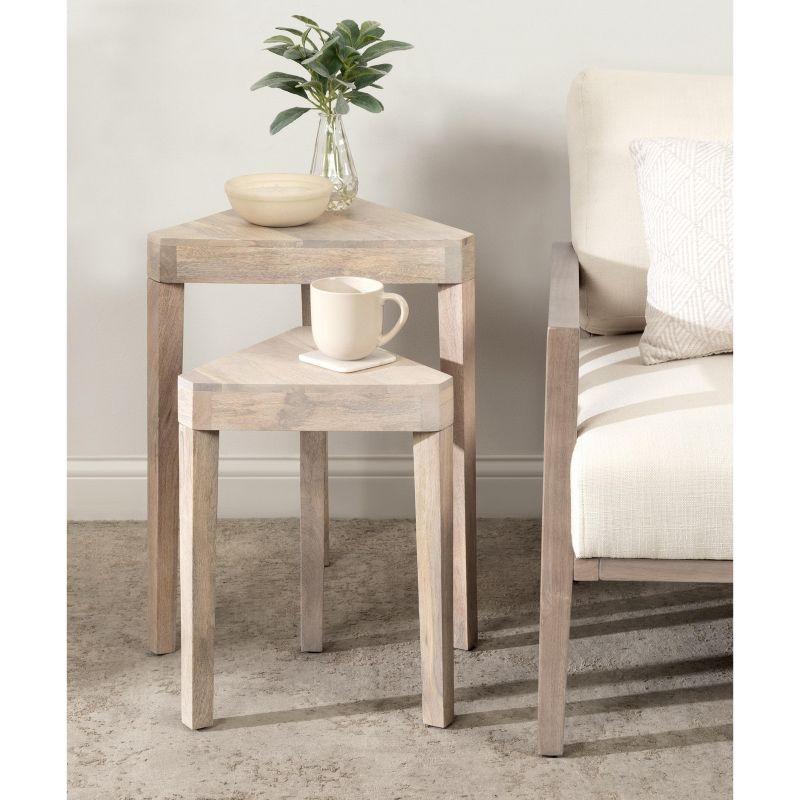 Kate and Laurel Talcott Triangle Wood Nesting Table, 2 Piece, White