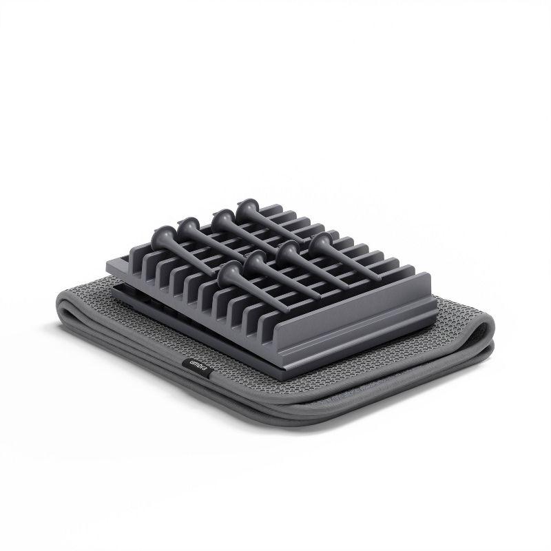 Charcoal Foldable Dish Drying Rack with Microfiber Mat