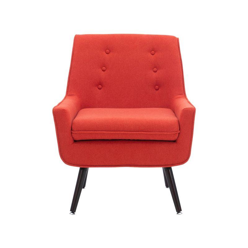 Pimento Red Button Tufted Wood Accent Chair