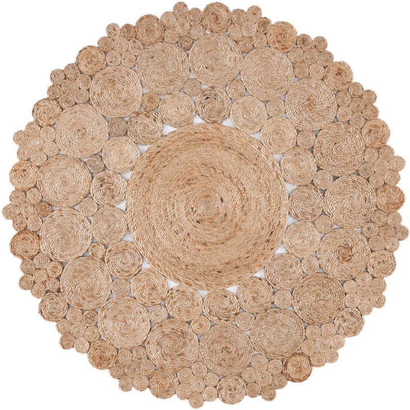 Boho Charm Hand-Knotted Natural Jute 5' Round Area Rug