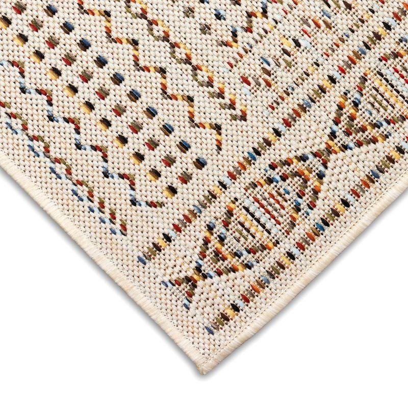 Liora Manne Avena Panel Stripe Indoor/Outdoor Rug Ivory 7'10" Square