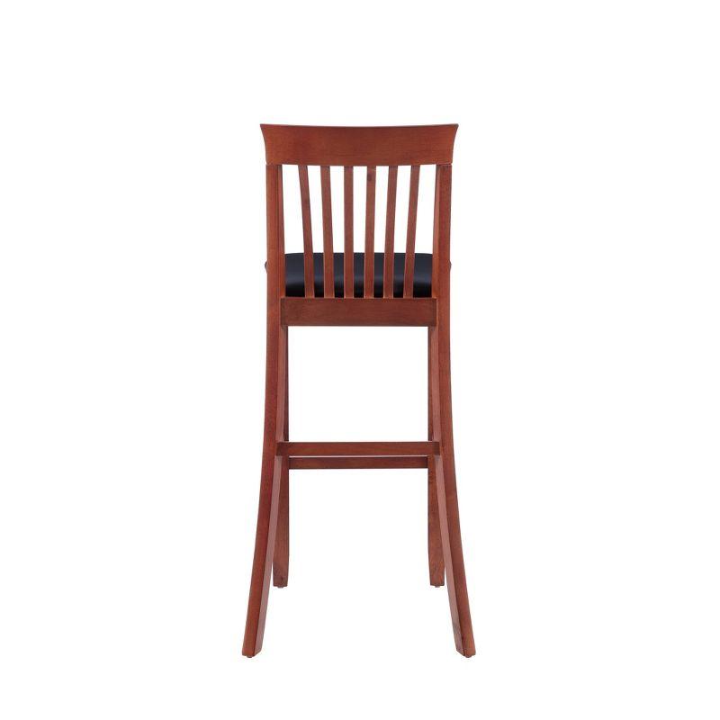 30" Torino Craftsman Padded Seat Barstool Hardwood/Dark Cherry - Linon: Rubberwood, 31" High