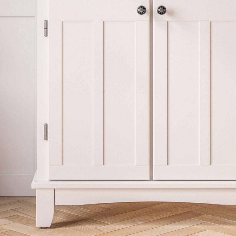 36" Sideboard Buffet Servers with Wood Top White - Home Styles: Traditional Style, Adjustable Shelves, Storage Cabinet