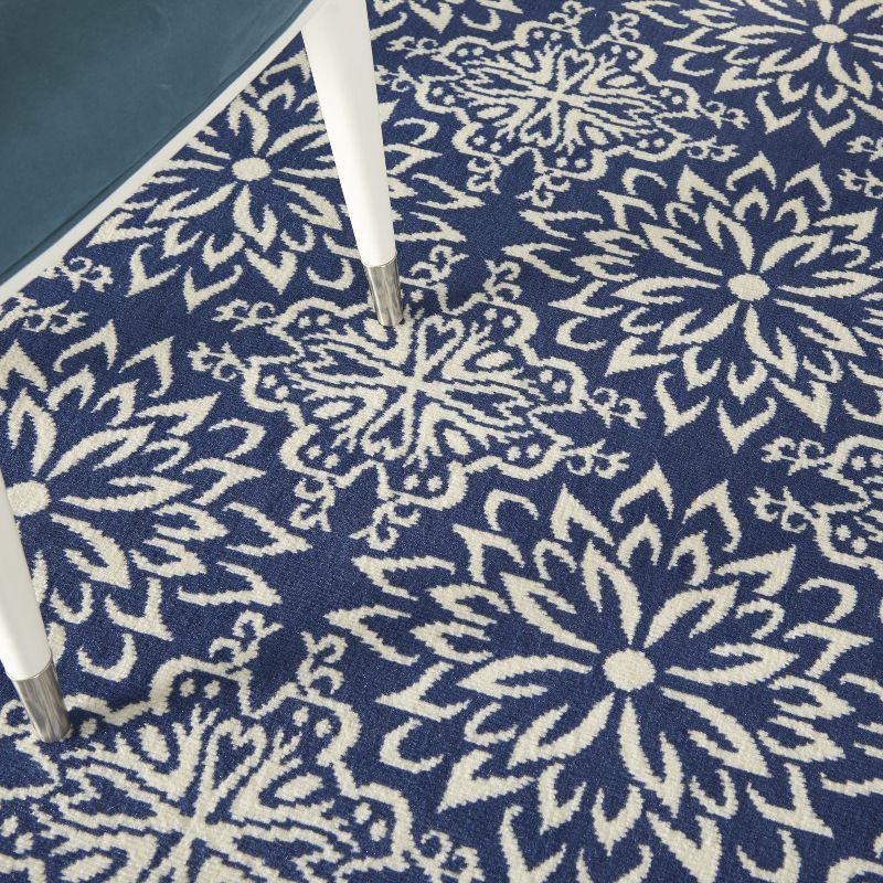 Jubilant JUB06 Ivory/Blue Area Rug Beach Transitional Floral By Nourison Navy/Ivory 4' x 6'