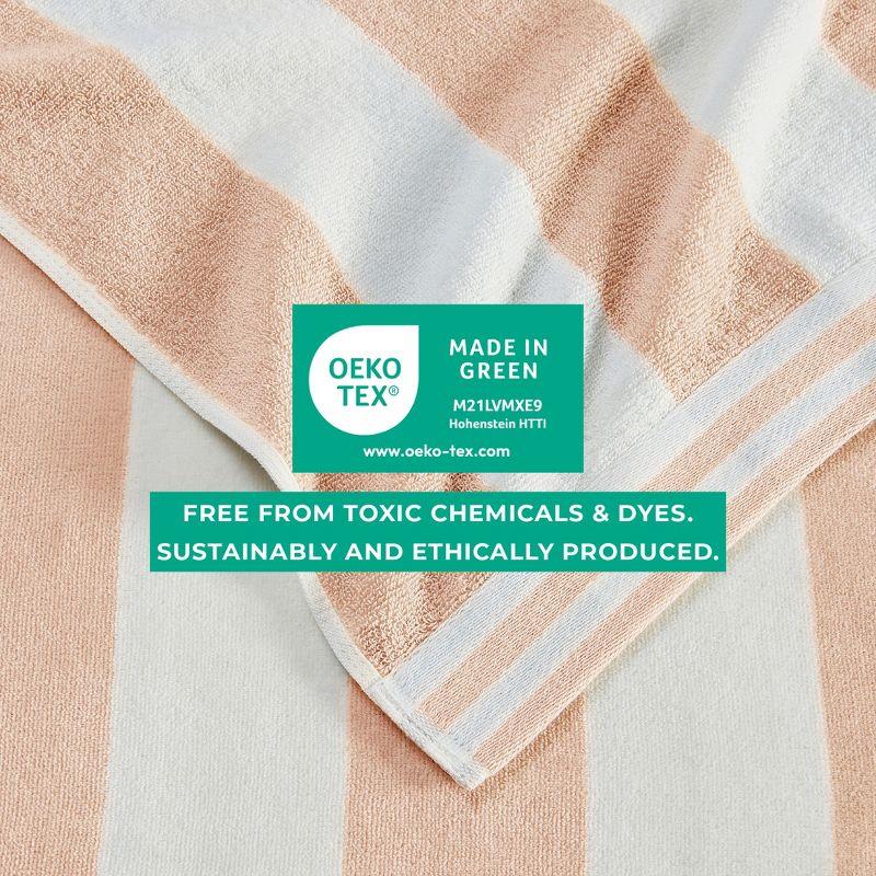 100% Cotton Cabana Striped Oversized Beach Towels - Great Bay Home (35" x 70", Dusty Rose / White)