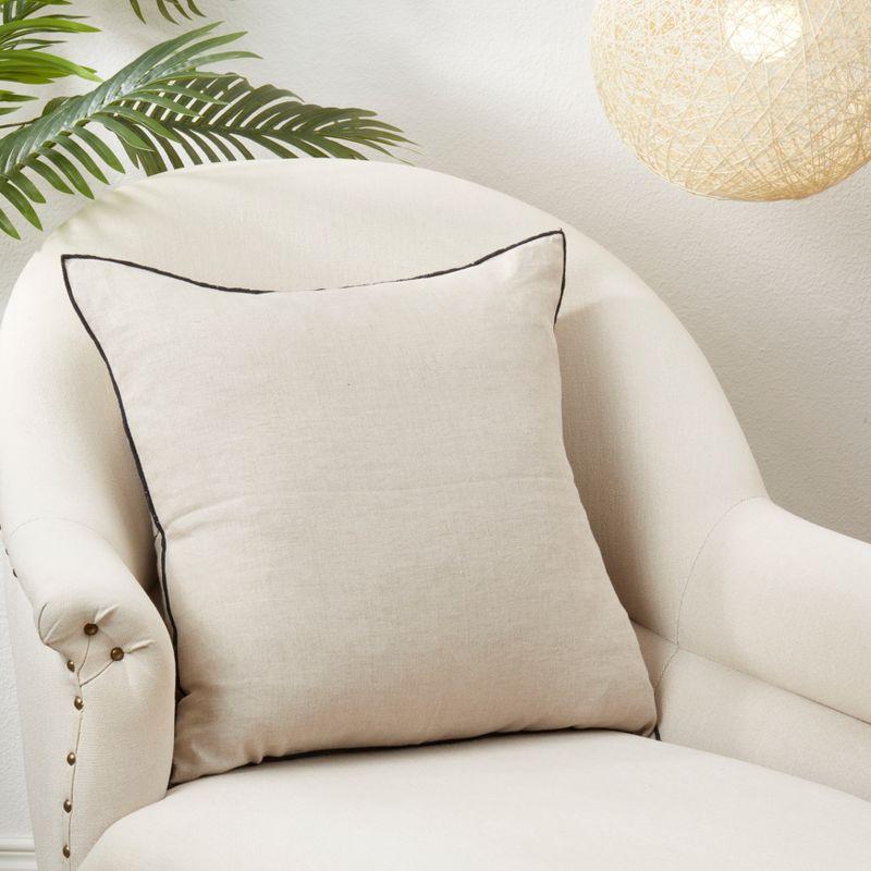Saro Lifestyle Stonewashed Stitched Edge Down Filled Throw Pillow, Beige , 20"x20"