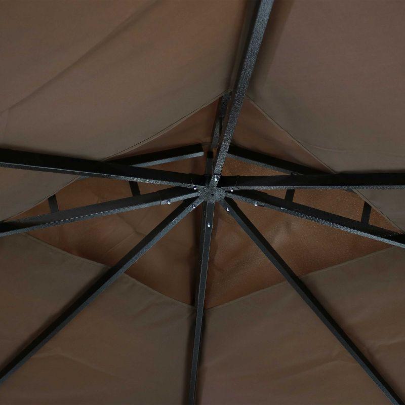 Sunnydaze Outdoor Rectangle Soft Top Patio Gazebo with Screens and Privacy Walls - 10' x 10' - Brown
