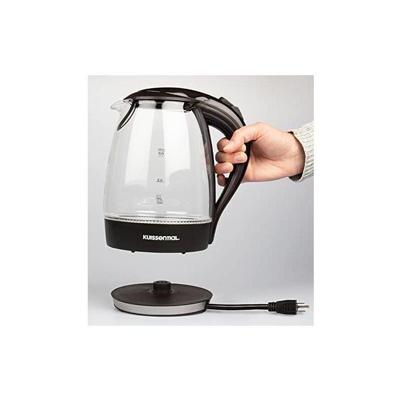 Stainless Steel Electric Water Kettle 1.7 Liter, Fast Heating with Auto Shut-Off and Boil-Dry Protection, Cordless, LED Light Indicator, Black