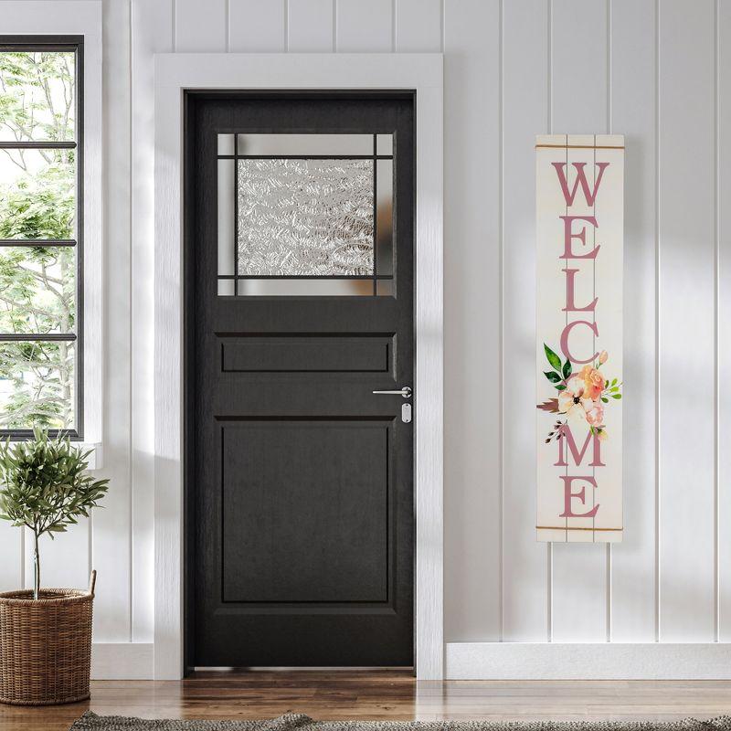 Northlight 48.5" Floral "Welcome" Wooden Spring Porch Board Sign Decoration